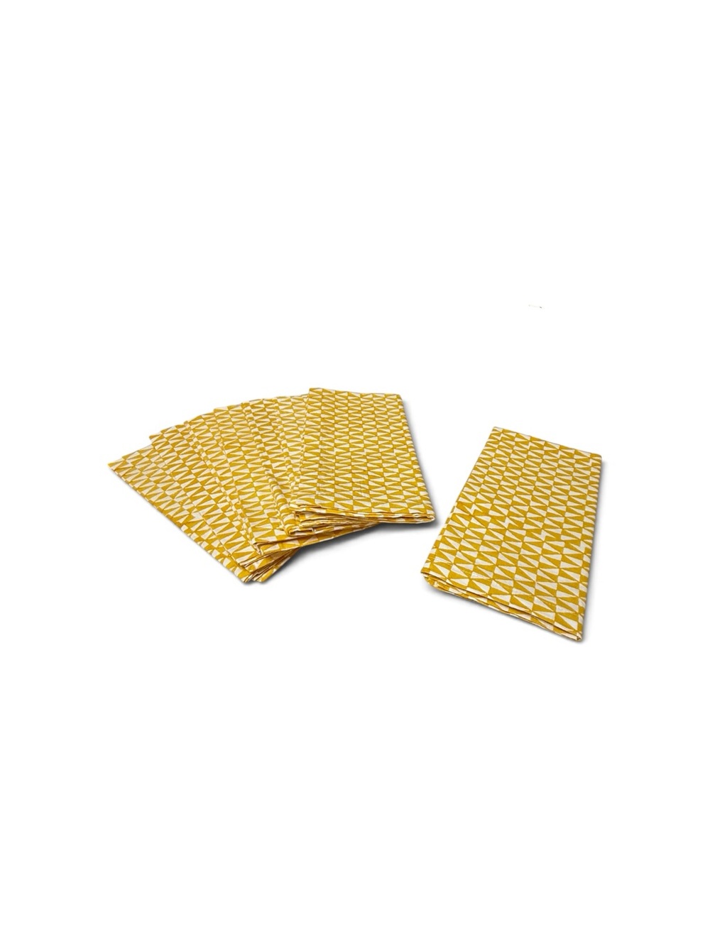 VTG Crate&Barrel Mustard Yellow Leti Block Print Cloth Napkins - Picture 3 of 5